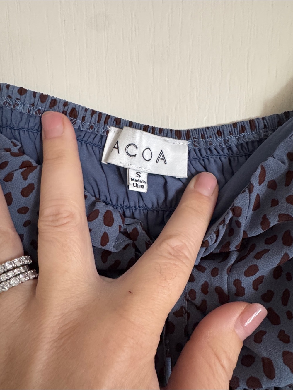CO Blue Leopard Smocked Long-Sleeve Crop Top - Picture 4 of 4